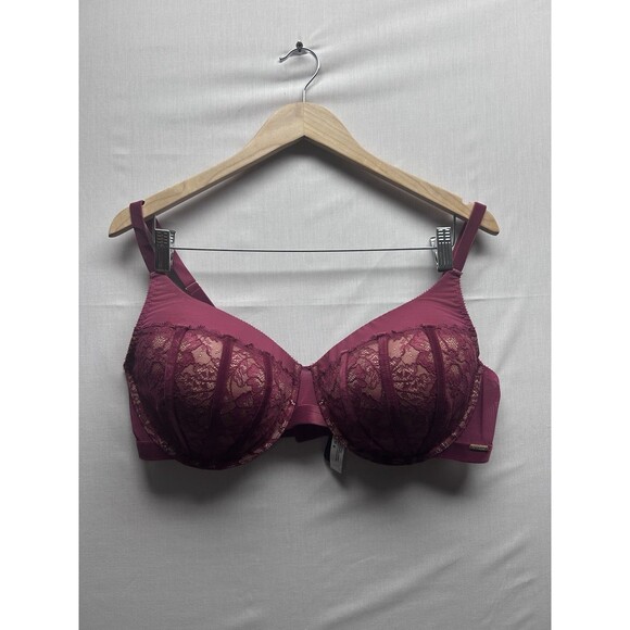 Adore Me Women’s 40DDD Red Velvet Lined Padded Bra Burgundy - Picture 1 of 5